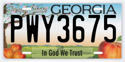 GA license plate PWY3675