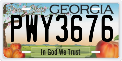 GA license plate PWY3676