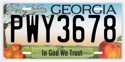 GA license plate PWY3678