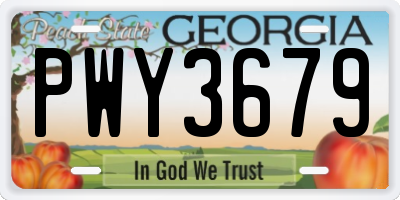 GA license plate PWY3679