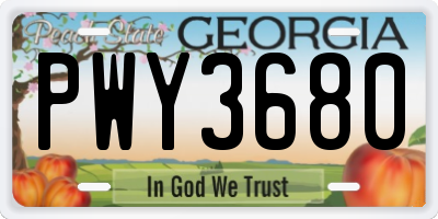 GA license plate PWY3680