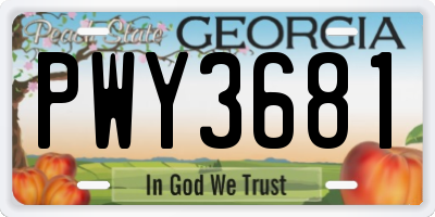 GA license plate PWY3681