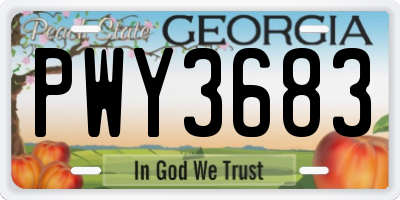 GA license plate PWY3683
