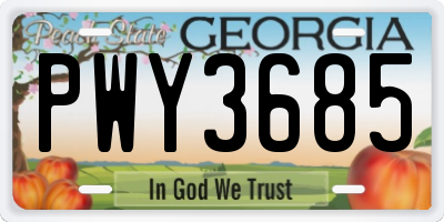GA license plate PWY3685