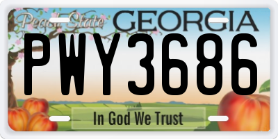 GA license plate PWY3686