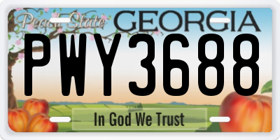 GA license plate PWY3688
