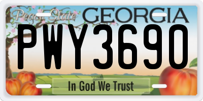 GA license plate PWY3690