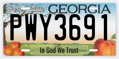 GA license plate PWY3691