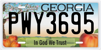 GA license plate PWY3695