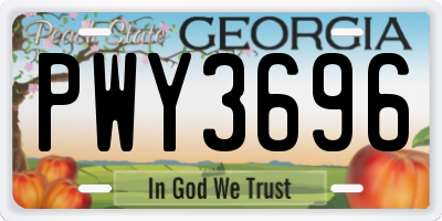 GA license plate PWY3696