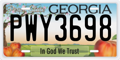 GA license plate PWY3698
