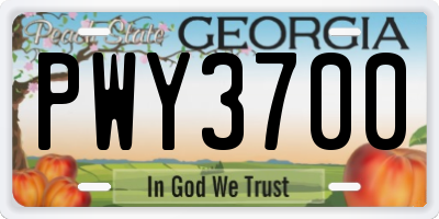 GA license plate PWY3700