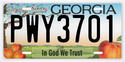GA license plate PWY3701