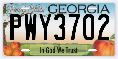 GA license plate PWY3702