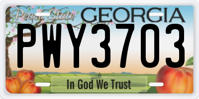 GA license plate PWY3703