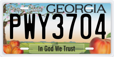 GA license plate PWY3704