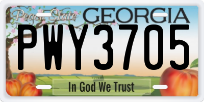 GA license plate PWY3705