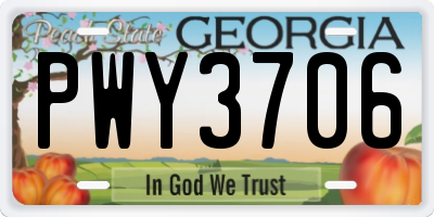 GA license plate PWY3706