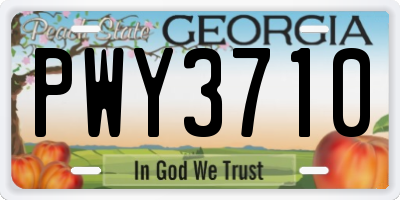 GA license plate PWY3710
