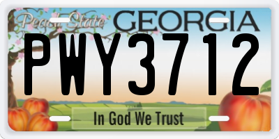 GA license plate PWY3712
