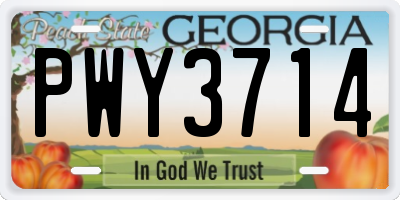 GA license plate PWY3714