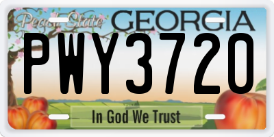 GA license plate PWY3720