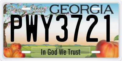GA license plate PWY3721