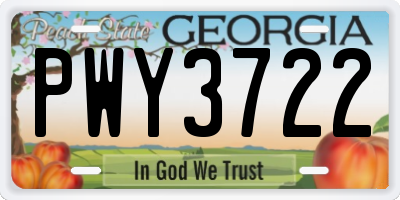 GA license plate PWY3722