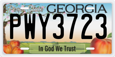 GA license plate PWY3723