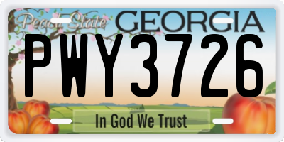 GA license plate PWY3726
