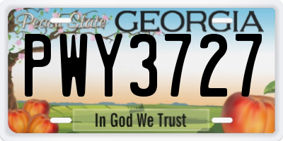 GA license plate PWY3727