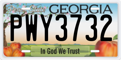 GA license plate PWY3732