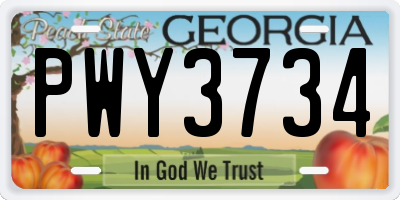 GA license plate PWY3734