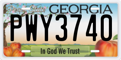GA license plate PWY3740