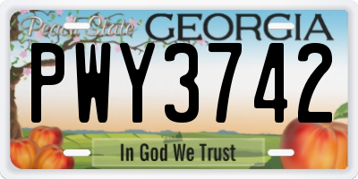 GA license plate PWY3742