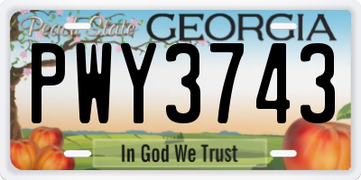 GA license plate PWY3743