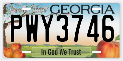 GA license plate PWY3746