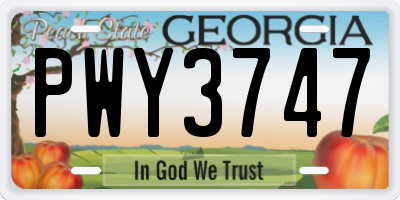 GA license plate PWY3747