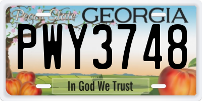 GA license plate PWY3748