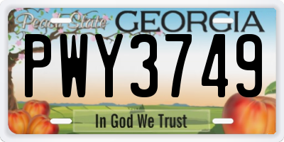 GA license plate PWY3749