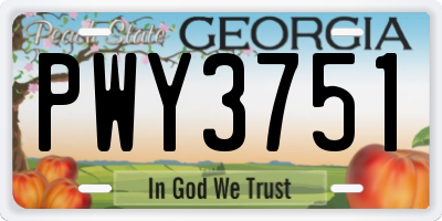 GA license plate PWY3751
