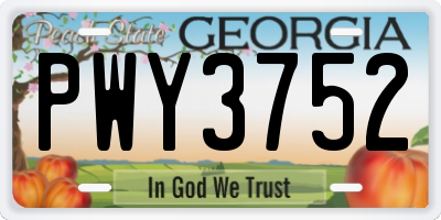 GA license plate PWY3752