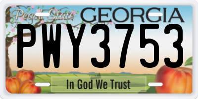 GA license plate PWY3753