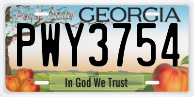 GA license plate PWY3754