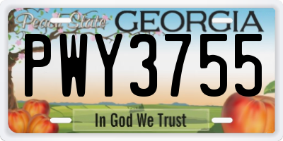 GA license plate PWY3755