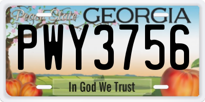 GA license plate PWY3756