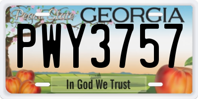 GA license plate PWY3757