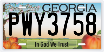 GA license plate PWY3758