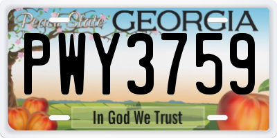 GA license plate PWY3759