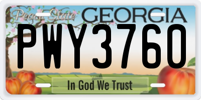 GA license plate PWY3760